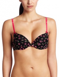 Betsey Johnson Women's Stretch Mesh Bump Up Bra, Watch It Buddy Raven Black, 32D