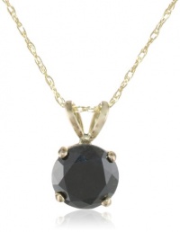 14k Gold Black Diamond Solitaire Pendant (1 cttw)