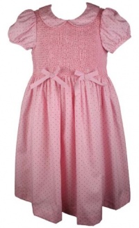 Rare Editions Girls Pink Polka Dot Smocked Dress-24 Months