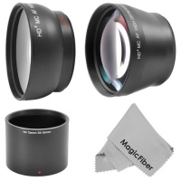 Essential Kit for CANON Powershot S2 S3 S5 - Includes: 2.2X Telephoto and 0.43X Wide Angle High Definition Lenses + Lens Adapter Tube + Premium MagicFiber Microfiber Cleaning Cloth