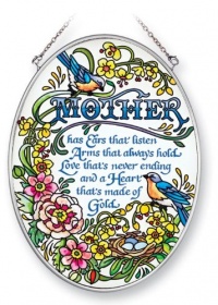 Amia 41383 Mother Saying 5-1/2 by 7-Inch Oval Sun Catcher, Medium