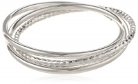 Sterling Silver 4mm Triple Single Diamond-Cut and Classic Bangle Bracelet