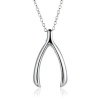 Bling Jewelry Sterling Silver Wishbone Pendant Necklace Chain 16in