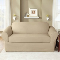 Sure Fit 107927275A_L-COFE Twill Supreme Loveseat Slipcover, Coffee