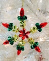 Holiday Lane 5 Gold, Red and Green Snowflake Christmas Ornament - Lot of 5