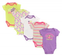 Rocawear Classic Newborn Girls Lime & Purple 5Pc Bodysuit Set (6/9M)