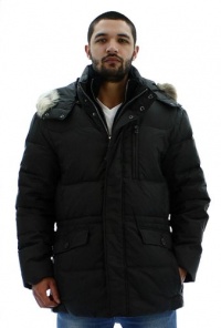 Marc New York Andrew Marc Men's Mid-Length Down Jacket Coat Coyote Fur