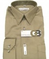 Geoffrey Beene Dress Shirt Dark Beige Stone Sateen