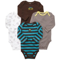 Carter's Boys 4 Pack Long Sleeve Bodysuits - Monkey Theme