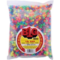 One Bag of 1 Pound Darice Pony Beads 9mm: Neon Multi