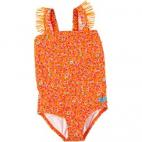 Roxy Girls 2-6X Sand Blossom Ruffle One Piece Swimsuit, Orange, 2T