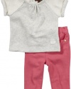 Seven for All Mankind Baby-girls Newborn French Terry Top/Jean Set, Camellia Rose, 3-6 Months