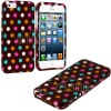 myLife (TM) Chocolate Brown and Ice Cream Dots Series (2 Piece Snap On) Hardshell Plates Case for the iPhone 5/5S (5G) 5th Generation Touch Phone (Clip Fitted Front and Back Solid Cover Case + Rubberized Tough Armor Skin + Lifetime Warranty + Sealed Insid