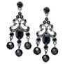 Charter Club Earrings, Hematite-Tone Jet Bead Chandelier Earrings