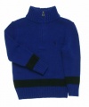 Ralph Lauren Toddler Boy's Mockneck Single Stripe Sweater, Blue, 4/4T