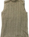 Lauren Ralph Lauren Women's Sleeveless Metallic Sweater (Antique Gold) (Medium)