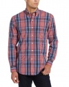 IZOD Men's Big-Tall Long Sleeve Tartan Button Down, Rio Red, 2X