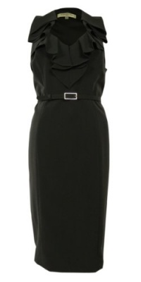 Ruffled Woven Belted Sheath Dress