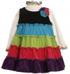 Bonnie Baby Baby-Girls Infant Colorblock Tiered Velour Jumper Dress