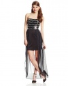 Jump Juniors Chevron Sequin Hi-Low Strapless Dress, Black/Silver, 1/2