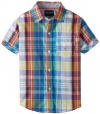 Nautica Boys 2-7 Short Sleeve Plaid Shirt, Sail White, Large