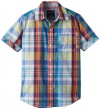 Nautica Boys 8-20 Short Sleeve Plaid Button Down Shirt, Sail White, Medium