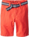 Nautica Boys 8-20 Belted Flat Front Short, Robert Red, 10