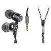 Zipbuds FRESH Noise-Isolating Metal Earbuds with Tangle Free Zipper Cabling (Black)