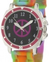 Frenzy Kids' FR303 Mood Dial Peace Analog Multi-Colored Rubber Strap Watch