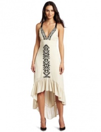 Twelfth St. by Cynthia Vincent Women's Embroidered Leather Strap Cascade Dress, Cream, Small