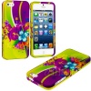 myLife (TM) Yellow + Purple Flower Power Series (2 Piece Snap On) Hardshell Plates Case for the iPhone 5/5S (5G) 5th Generation Touch Phone (Clip Fitted Front and Back Solid Cover Case + Rubberized Tough Armor Skin + Lifetime Warranty + Sealed Inside myLi