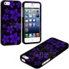 myLife (TM) Purple + Black Tropical Flowers Series (2 Piece Snap On) Hardshell Plates Case for the iPhone 5/5S (5G) 5th Generation Touch Phone (Clip Fitted Front and Back Solid Cover Case + Rubberized Tough Armor Skin + Lifetime Warranty + Sealed Inside m