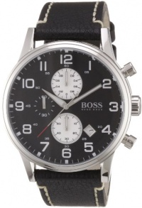 Hugo Boss Chronograph Black Dial Black Leather Mens Watch 1512569