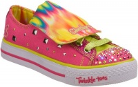 GIRLS SKECHERS SHUFFLES TWINKLE TOES ROCKSTER PINK LIME SIZE 12.5