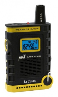 La Crosse 810-805 NOAA/AM/FM Weather RED Alert Super Sport Radio with flashlight, USA-made IC chip for High Quality Digital reception, rubberized black finish, earphone jack and hands-free included lanyard