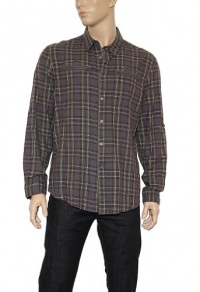 John Varvatos Star USA Men's Zip Pocket Plaid Shirt, Mulberry, XL