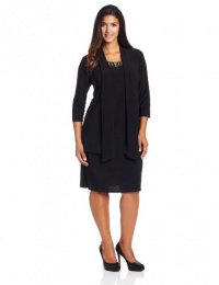 Jessica Howard Women's Plus-Size Drape Jacket Dress with Beaded Neck