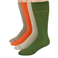 Tommy Hilfiger Men's Socks Flat Knit Logo Crew Orange Asst. 4pairs