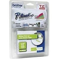 Brother Tape, White on Lime Green (TZMQG35)