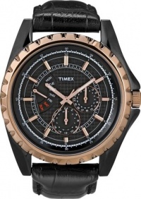 Timex Men's T2N113 Retrograde Collection Black Leather Watch