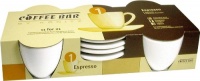 Konitz Coffee Bar Espresso 2-Ounce Cups and Saucers, Set of 4, White