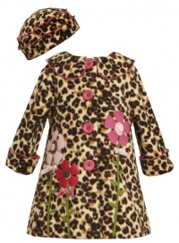 Bonnie Baby-girls Infant Leopard Fleece Coat and Hat