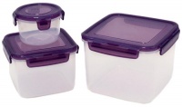 Lock & Lock Square Food Container 6-Piece Set, Violet Lids