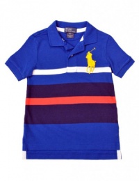 Polo Ralph Lauren Toddler Boy's Big Pony Chest Stripe Polo, Blue, 2T