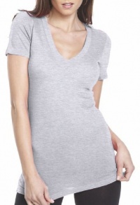 Next Level Apparel Ladies Juniors' Deep V Tee. 3540 - Large - Heather Grey