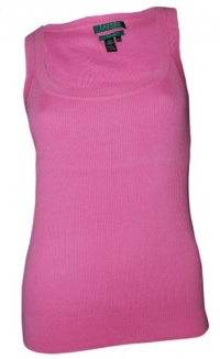 Lauren Ralph Lauren Women`s Petite Cotton Mercerized Tank Top Pink