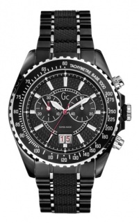 Mens GUESS COLLECTION GC Black Carbon Fiber Sport Swiss Chronograph Watch I46001G2