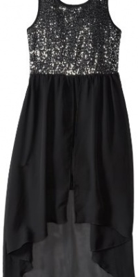 Ruby Rox Girls 7-16 High Low Dress with Sequin Bodice, Black, Medium