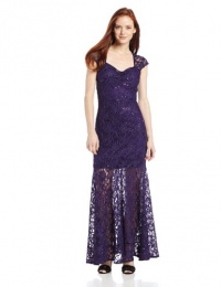 Jump Juniors Glitter Lace Gown with Flounce Hem, Purple, 1/2