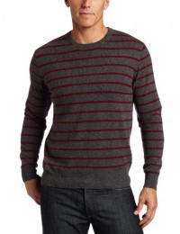 Williams Cashmere  Men's 100% Cashmere Long-Sleeve Crew-Neck Stripe Sweater